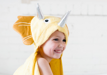 Bamboo Viscose Baby Hooded Towel Yellow Dinosaur